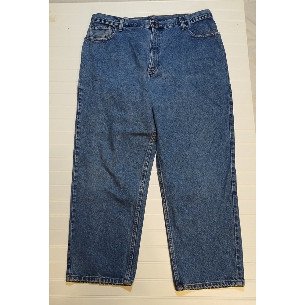 LL Bean Double L Relaxed Fit Jeans Womens 20P Blue High Rise Straight Leg Denim